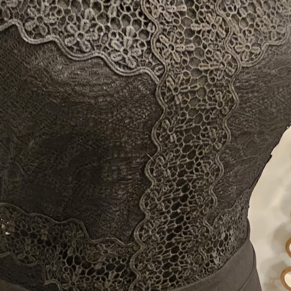 Little black dress, sz L, lace at bodice, bust, and hem. - Picture 2 of 2